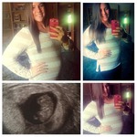 I'm 16 weeks pregnant in the photo, but the baby is 9 weeks in the ultrasound. :)