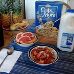 Another Typical Breakfast, Whole Oat Cereal w/ Strawberries, Non Fat Milk and a Sliced Grapefruit