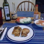 More Chicken, it was on sale!, this with Steamed Rice and Bell Peppers, Tomato/Cucumber Salad