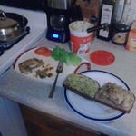Homemade Guacamole w/ Grilled Chicken Sandwich on Toasted Whole Wheat
