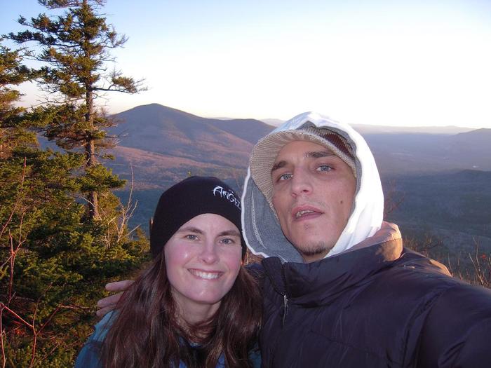 my sister & i, on top of DoubleHead. it was about -10 degrees & darkness setting in.