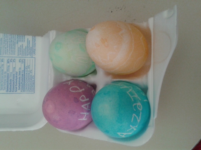 Dyed eggs for my baby and he not here yet lol