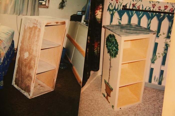 Shanny, this was an old drawer on the side of the road....made into faux marble top shelf. :o}