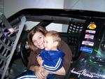 Riding in the racecar simulator.