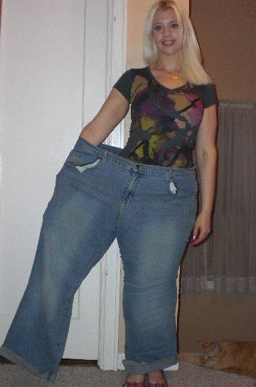 Couldnt wait til I was able to do this - standing in 1 leg of my old jeans!