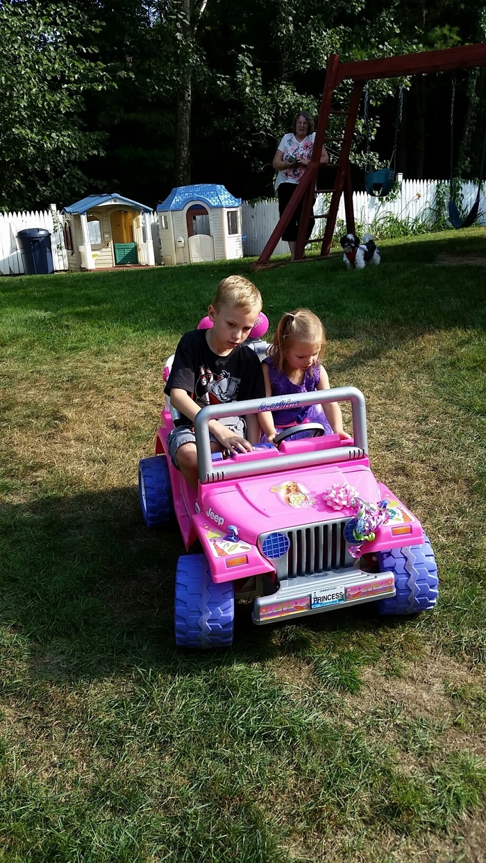 Jared driving Alicia around on her new Jeep.
