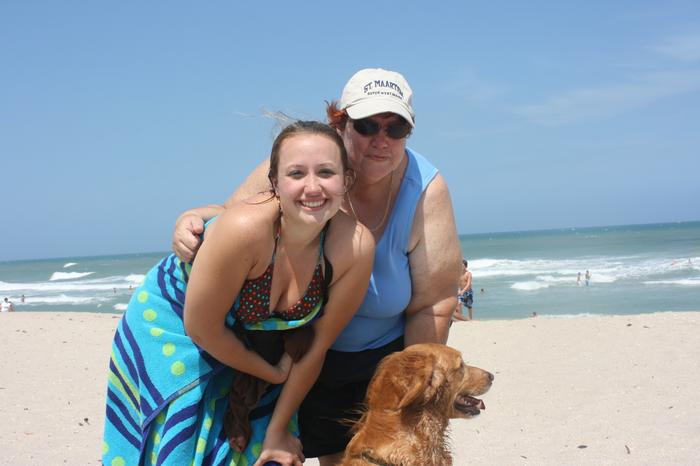 at the beach me and my daughter