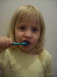 Callie brushing teeth