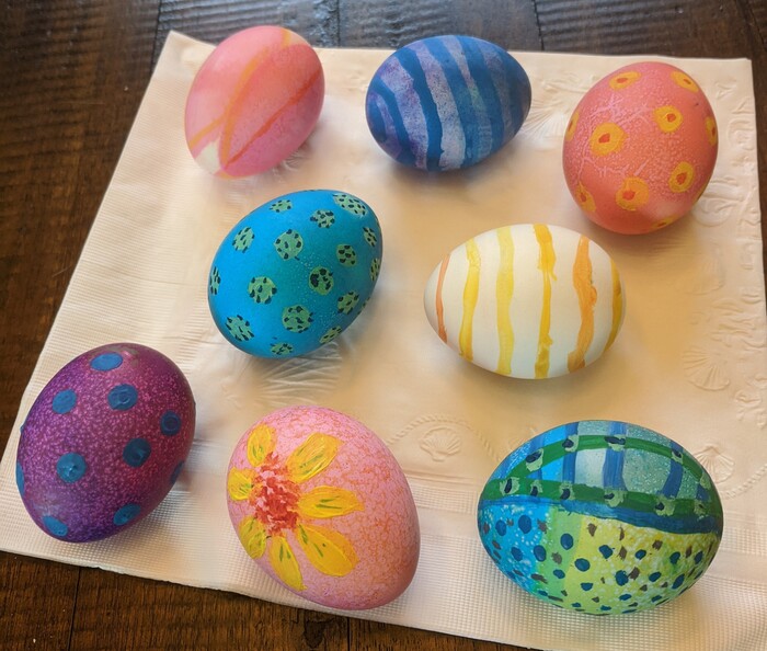 Dyed and painted eggs yesterday