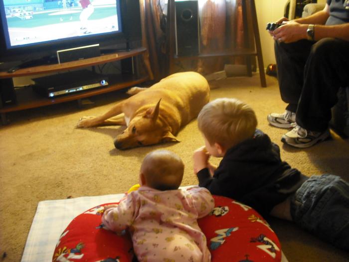 Mckenna and her big brother Devin watching  baseball GO RED SOX!!!!!!!!!!!!