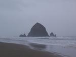 Haystack Rock on a very blustery day