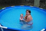 mommy and kaelyn playing in the pool.