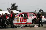 Boris Said's car-Watkins Glen 8/9/09. NOCC ribbon by rear wheel. Photo by Getty Images for NASCAR