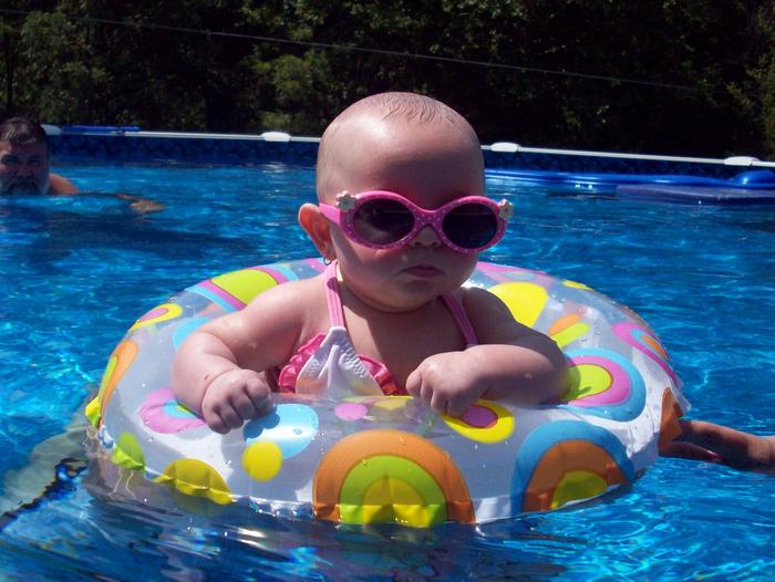 Addy's first time in the pool! She loved it!